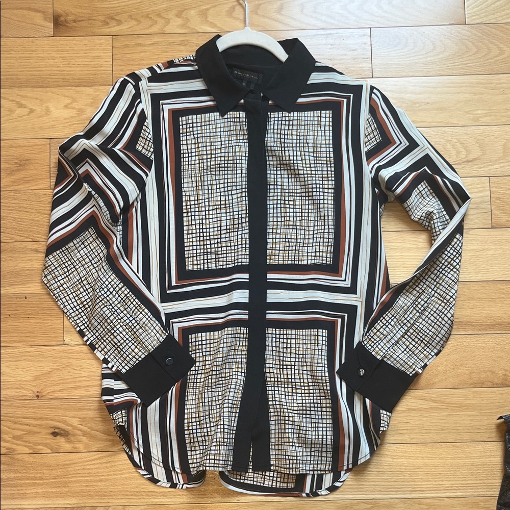 Donna Karan Geometric Silk Blouse